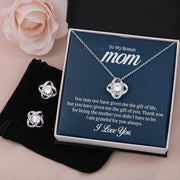 To My Bonus Mom - Love Knot Necklace + Earring Set