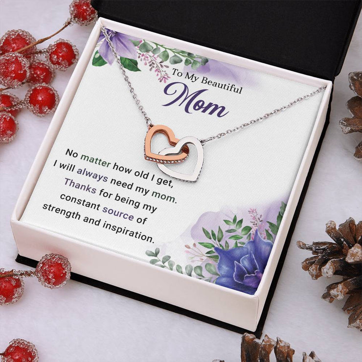 To My beautiful Mom - Interlocking Hearts Necklace