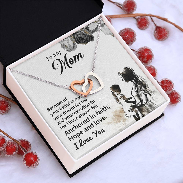To My Mom - Interlocking Hearts Necklace