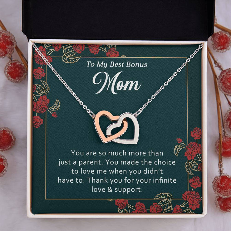 To My Best Bonus Mom - Interlocking Hearts Necklace
