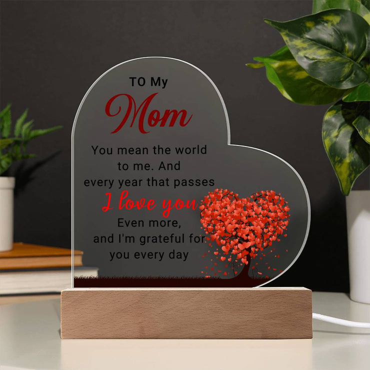 To My Mom - Acrylic Heart Plaque