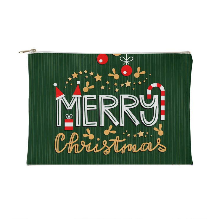 Merry Christmas - Fabric Zippered Pouch